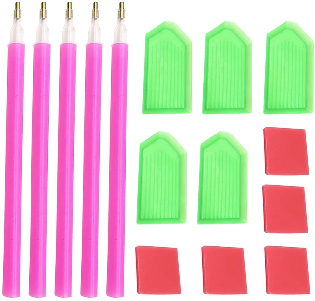 Main image of 15 PCS Diamond Painting Tools with Drill Pen Grip and Tray,5D Diamond Painting Accessories and Tools for Kids Adults (Green)