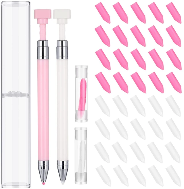 Main image of 2 Pack Diamond Painting Pens with 40 Pcs Replacement Wax, Solid | Diamond Painting Tools for Art Craft, Easy Grip, with Protective Case, for Gem Nail and DIY Painting