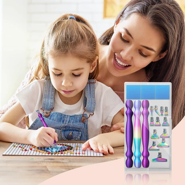 Alt view image 6 of 7 - Diamond Art Pens, 21Pcs Diamond Painting Pen Kit,Painting Tools with Stainless Steel & Colored Threaded Metal Tips, Ergonomic Design Gem Art Kits for DIY Crafts