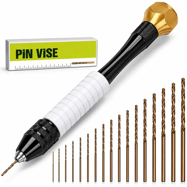Main image of Pin Vise Hand Drill Manual with Micro Drill Bits, Jewelry Drill for Resin