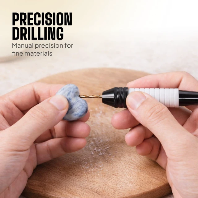 Alt view image 6 of 7 - Jewelry Hand Drill Pin Vise, Micro Drill Bits Set for Resin & Crafts, Blue