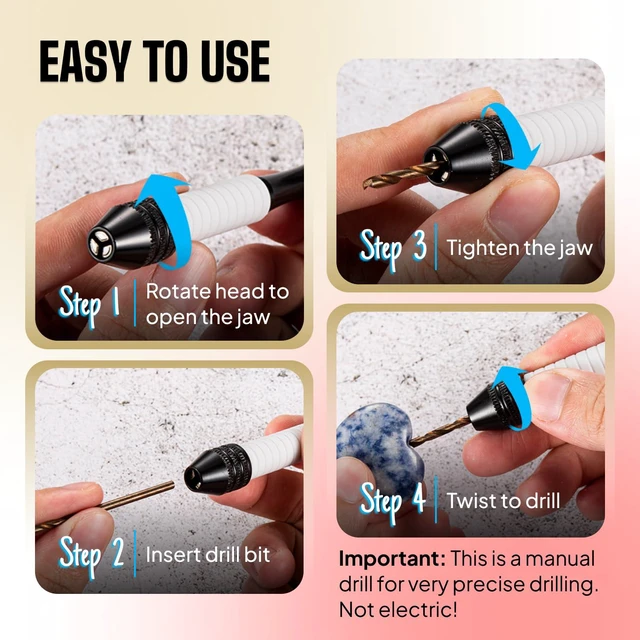 Alt view image 6 of 7 - Pin Vise Hand Drill Manual with Micro Drill Bits, Jewelry Drill for Resin
