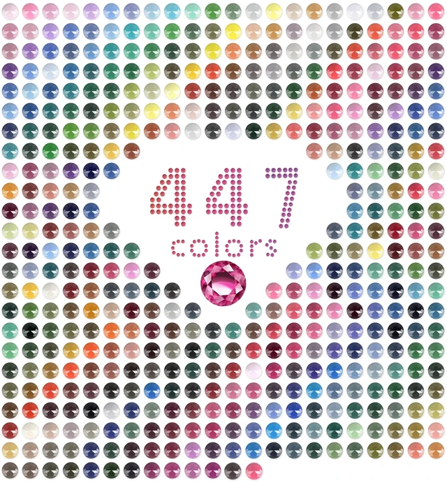 Main image of 447 Colors Round Diamond Painting Beads | 89400 Pcs Replacement Beads for Missing Drills, DIY Diamond Art Painting Gems & Nail Art Accessories, 200 Pcs Per Color