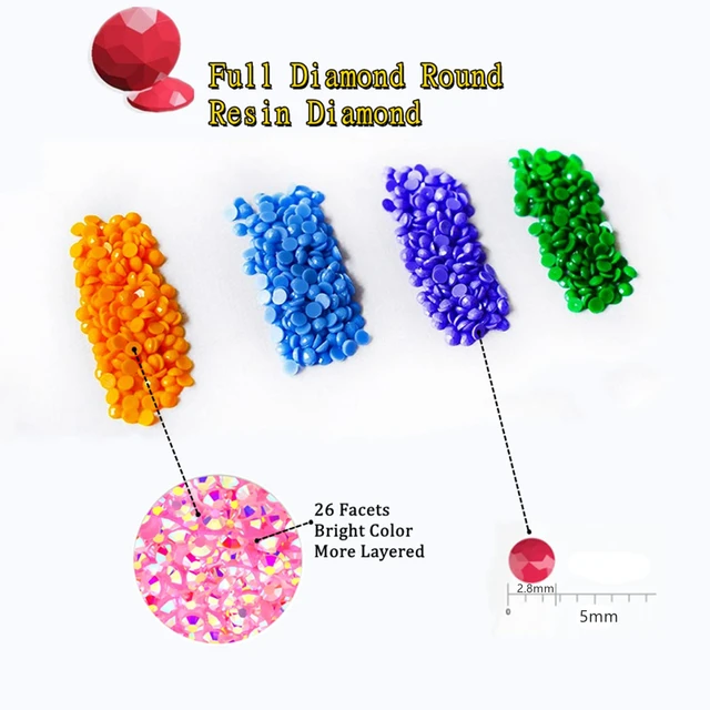 Alt view image 3 of 6 - 447 Colors Round Diamond Painting Beads | 89400 Pcs Replacement Beads for Missing Drills, DIY Diamond Art Painting Gems & Nail Art Accessories, 200 Pcs Per Color