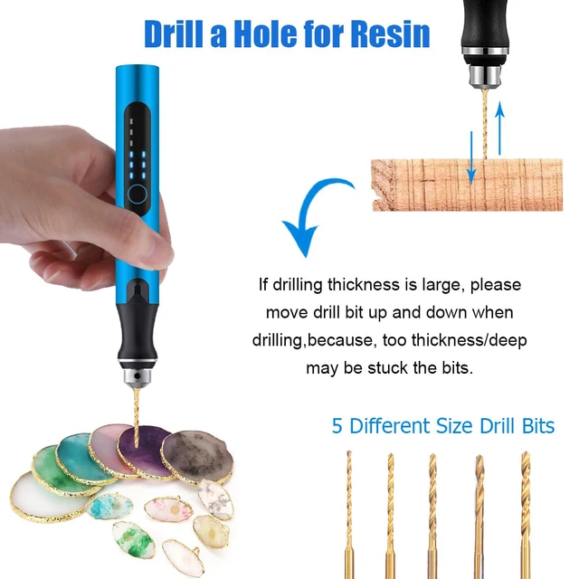 Alt view image 5 of 7 - Resin Polishing Tools Kit,Electric Resin Drill Kit,Rotary Pen & Deburring Tool 3D Printing for Keychain Making,Jewelry Art,Resin Duberring, Drilling,Polishing,Engraving,DIY