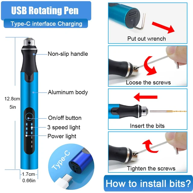 Alt view image 3 of 7 - Resin Polishing Tools Kit,Electric Resin Drill Kit,Rotary Pen & Deburring Tool 3D Printing for Keychain Making,Jewelry Art,Resin Duberring, Drilling,Polishing,Engraving,DIY