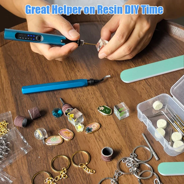 Alt view image 7 of 7 - Resin Polishing Tools Kit,Electric Resin Drill Kit,Rotary Pen & Deburring Tool 3D Printing for Keychain Making,Jewelry Art,Resin Duberring, Drilling,Polishing,Engraving,DIY