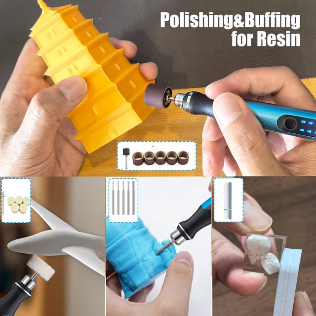 Alt view image 6 of 7 - Resin Polishing Tools Kit,Electric Resin Drill Kit,Rotary Pen & Deburring Tool 3D Printing for Keychain Making,Jewelry Art,Resin Duberring, Drilling,Polishing,Engraving,DIY