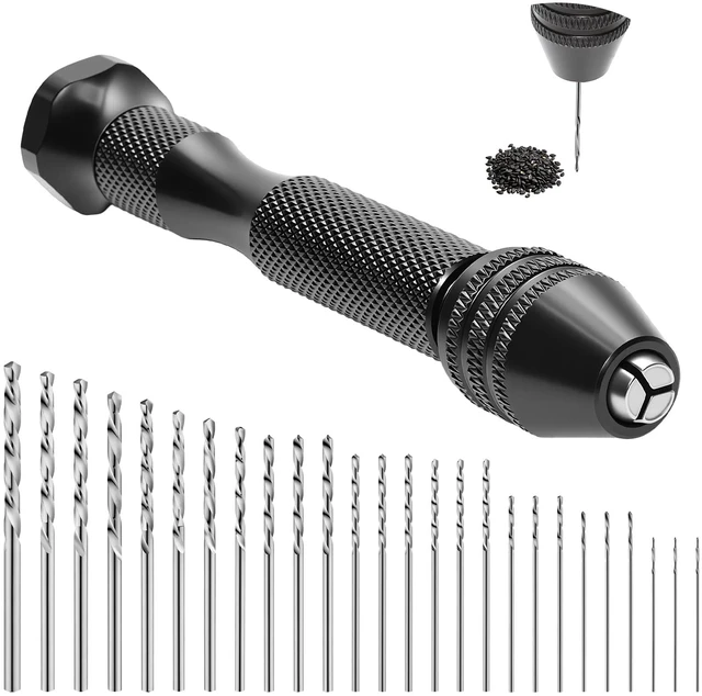 Main image of Micro Drill Bit Set with 26Pcs HSS & Carbon Steel Micro Drill Bits (0.5-3.2mm), Pin Vise Hand Drill Set for Resin Casting, Jewelry Making, PCB Drilling, Modeling, and Small Craft Holes