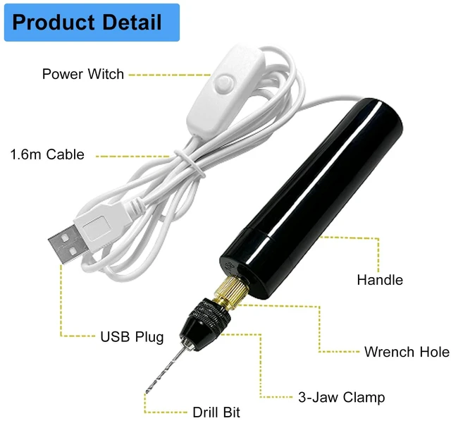 Alt view image 5 of 7 - 233Pcs Electric Drill for Resin Art,Craft Hand Drill with Bits (0-3mm) Flat Nose Pliers, Keychain Making Kit,Small Electric Pin Vise Kit for Resin Mold Keychain Pendant Jewelry Making