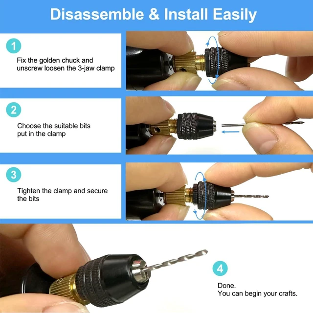 Alt view image 6 of 7 - 233Pcs Electric Drill for Resin Art,Craft Hand Drill with Bits (0-3mm) Flat Nose Pliers, Keychain Making Kit,Small Electric Pin Vise Kit for Resin Mold Keychain Pendant Jewelry Making