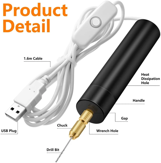 Alt view image 2 of 7 - Electric Hand Drill Set for Resin Casting Mold, Electric Drill with 8 Drill Bits (0.8-1.2 Mm), Pin Vise Hand Drill with 10 Mini Drills (0.8-3.0 Mm), 10 PCB Twist Drills (0.3-1.2 Mm), Screwdriver
