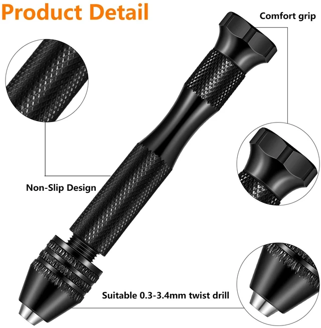 Alt view image 5 of 7 - Electric Hand Drill Set for Resin Casting Mold, Electric Drill with 8 Drill Bits (0.8-1.2 Mm), Pin Vise Hand Drill with 10 Mini Drills (0.8-3.0 Mm), 10 PCB Twist Drills (0.3-1.2 Mm), Screwdriver