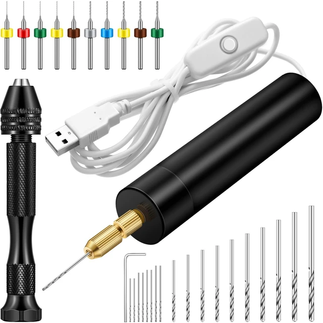 Main image of Electric Hand Drill Set for Resin Casting Mold, Electric Drill with 8 Drill Bits (0.8-1.2 Mm), Pin Vise Hand Drill with 10 Mini Drills (0.8-3.0 Mm), 10 PCB Twist Drills (0.3-1.2 Mm), Screwdriver