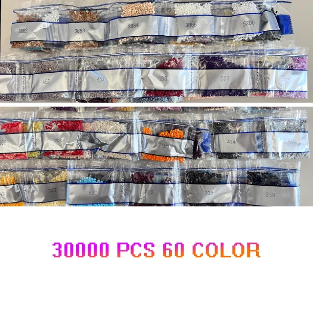 Alt view image 3 of 5 - 30000 Pcs Diamond Painting Beads, 60 Colors | Round Resin Rhinestones, 5D Replacement Drills, DMC Standard, Individually Sealed, For Crafts, Nail Art & Phone Case Decor