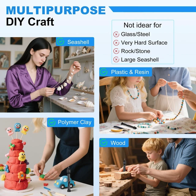 Alt view image 5 of 7 - 26 PCS Micro Drill Bit Set, Pin Vise Hand Drill Manual Jewelry w/Micro Drill Bits (0.5mm-2.5mm), Rotary Craft Drill for Jewelry Making, Resin, Wood, Plastic, Miniature, Beads, Clay