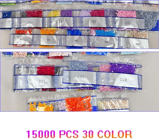 Alt view image 3 of 6 - 15000 Pieces Diamond Painting Beads 30 Color | 5D resin round rhinestone drills, replacement for DIY. Great for adults & kids