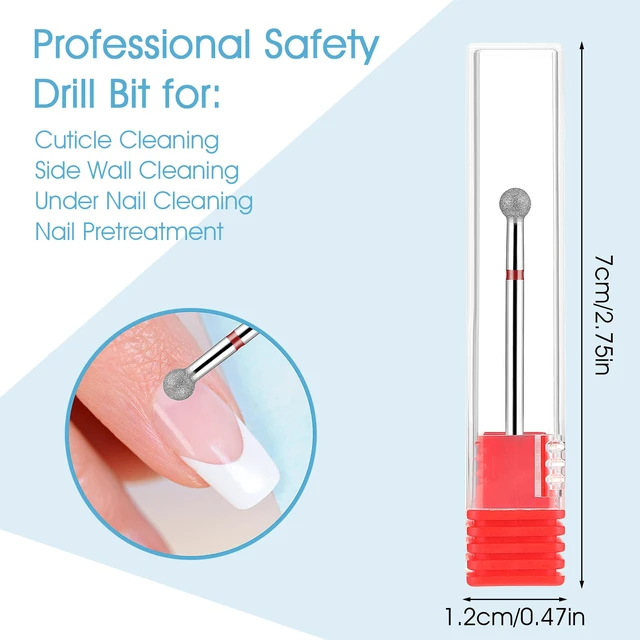 Alt view image 2 of 7 - Nail Drill Bits Cuticle Clean,1 Pcs Diamond Ball Head Burrs Nail Bits Professional Dead Skin Manicure Tools Safety Removal Cuticle Drill Bit(Round Shape)