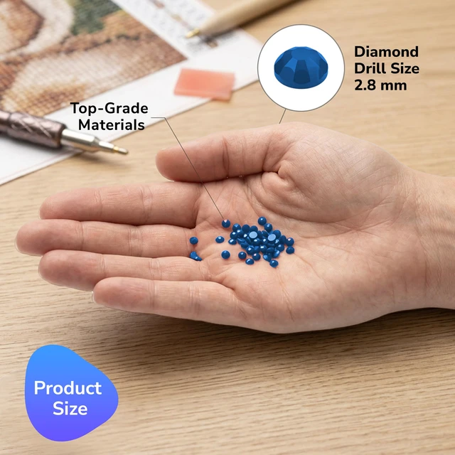 Alt view image 2 of 7 - 2.8mm Round Beads, 12g Cylinder, Ocean Blue, Freestyle Drills | Premium resin pieces that grip firmly, brilliant color, neat shape, suited to refill mosaic kits or revive dull canvas