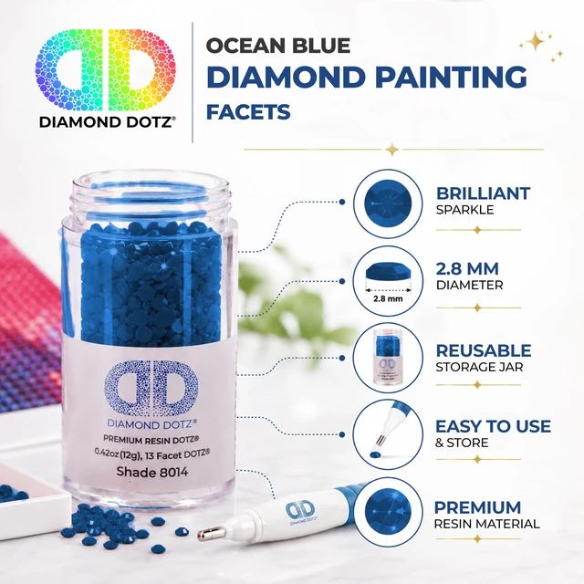 Alt view image 5 of 7 - 2.8mm Round Beads, 12g Cylinder, Ocean Blue, Freestyle Drills | Premium resin pieces that grip firmly, brilliant color, neat shape, suited to refill mosaic kits or revive dull canvas