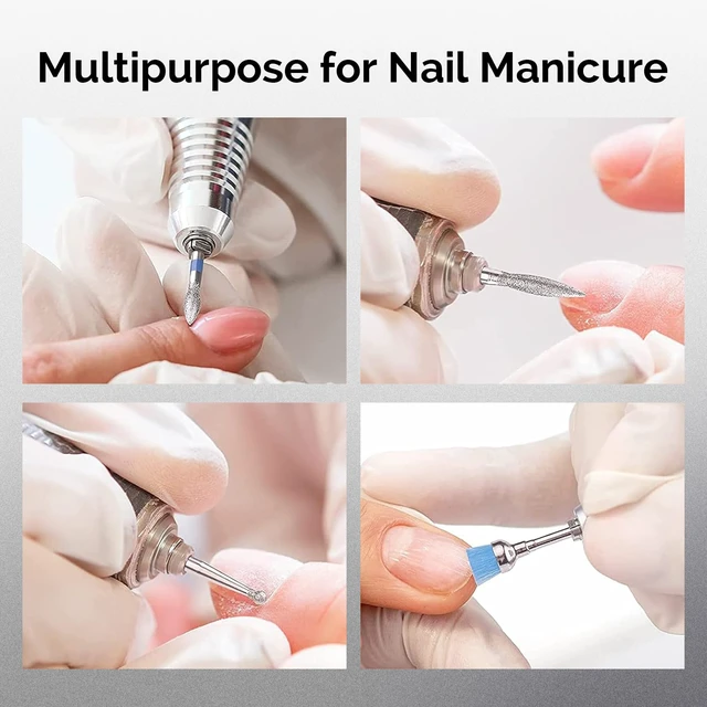 Alt view image 7 of 7 - 10pcs Nail Drill Bits Diamond Cuticle Set Silver | 3/32''for Nail Drill Efile,Two-Way Rotation,Acrylic Nails Poly Gel Cuticle Remove,Manicure Pedicure Tools
