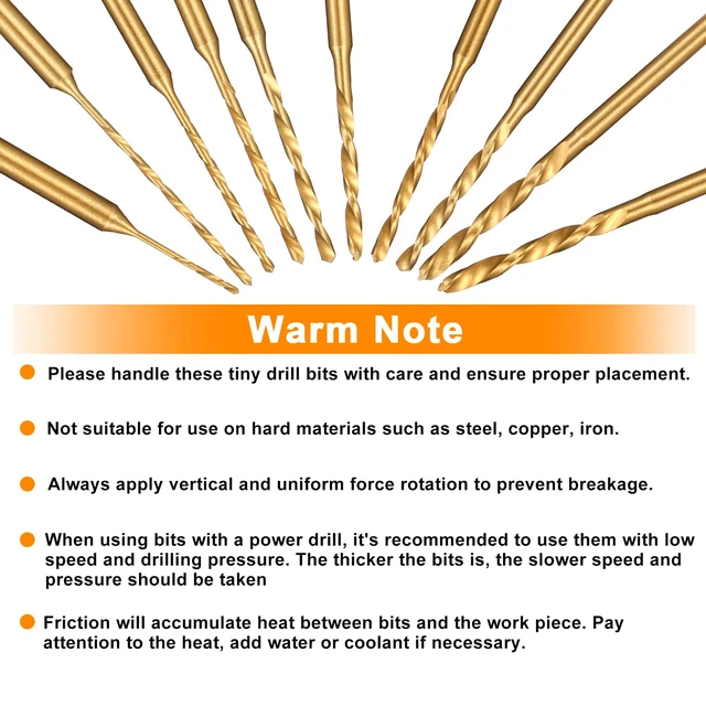 Alt view image 7 of 7 - Mini Twist Drill Bit Set, 10Pcs Micro Engraving Drill Bits, 0.6mm-2.2mm, HSS 2.35mm Shank Titanium Coated Tiny Drill Bit Hole Drilling Tool for DIY Resin, Jewelry, Amber, Circuit Board, Walnut