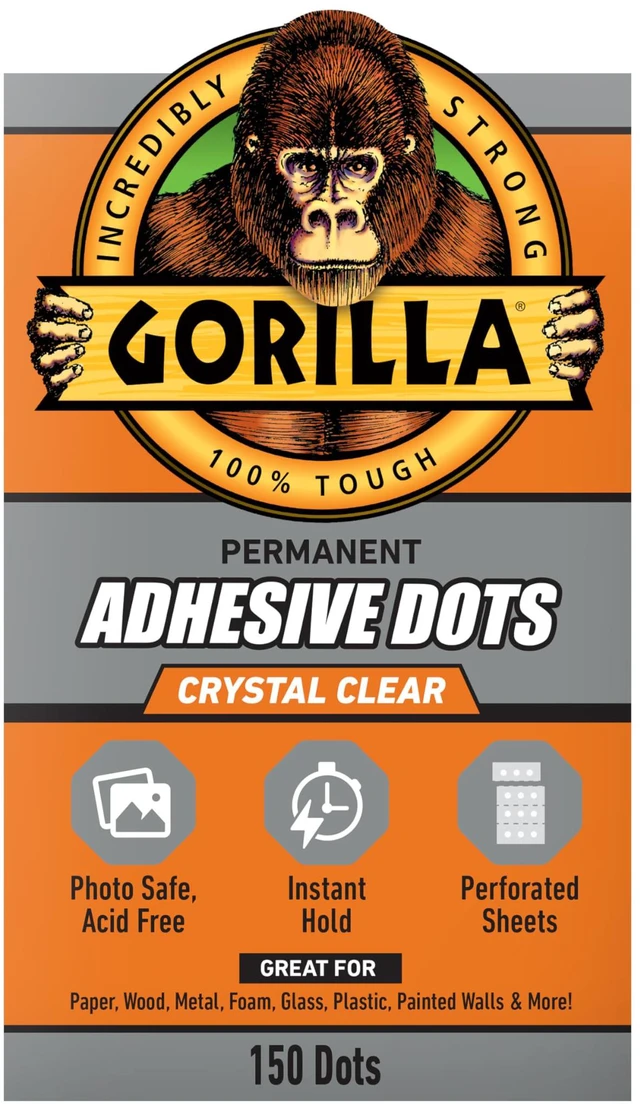 Main image of Adhesive Dots, Double-Sided, Clear, 0.5" Diameter, 150 Pieces | No Mess, Photo Safe, Acid Free, Instant Hold, Ideal for Scrapbooking and Crafts