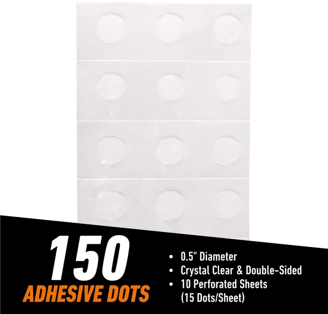 Alt view image 7 of 7 - Adhesive Dots, Double-Sided, Clear, 0.5" Diameter, 150 Pieces | No Mess, Photo Safe, Acid Free, Instant Hold, Ideal for Scrapbooking and Crafts