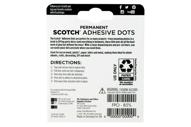 Alt view image 4 of 4 - Adhesive Dots, Medium, 0.3 inches, 300 Dots/Pack, Easy Dispensing, Permanent, Photo-Safe, 1-Pack