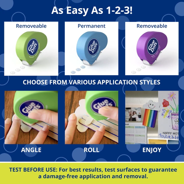 Alt view image 3 of 6 - Dot N' Go Glue Dot Dispenser Project Pack with 200 Permanent, Poster, and Removable Double-Sided Adhesive Craft Dots Each, 3/8-Inch
