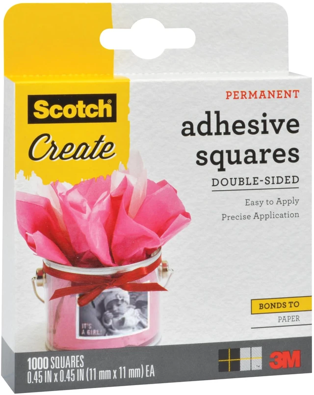 Alt view image 3 of 4 - Adhesive Squares, Permanent Double-Sided Tape Squares for Crafting, Art, Gift Wrapping and More, .45 in x .45in., 1-Pack, 1000 Total