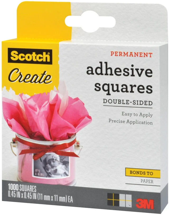 Alt view image 2 of 4 - Adhesive Squares, Permanent Double-Sided Tape Squares for Crafting, Art, Gift Wrapping and More, .45 in x .45in., 1-Pack, 1000 Total