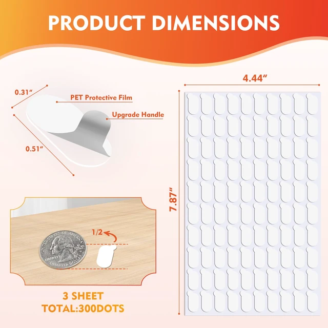 Alt view image 2 of 7 - 300Pcs Double Sided Adhesive Dots, Removable Clear Dots Sticky Tack, Waterproof No Trace Dots Adhesive Putty for Wall Hanging Crafts, Balloons Party Decorations Poster Picture Festival Decoration