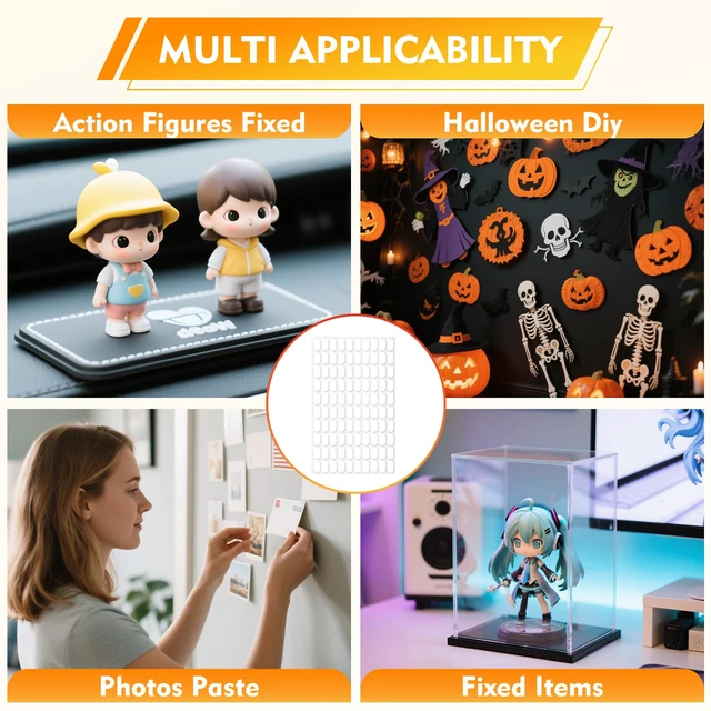 Alt view image 5 of 7 - 300Pcs Double Sided Adhesive Dots, Removable Clear Dots Sticky Tack, Waterproof No Trace Dots Adhesive Putty for Wall Hanging Crafts, Balloons Party Decorations Poster Picture Festival Decoration