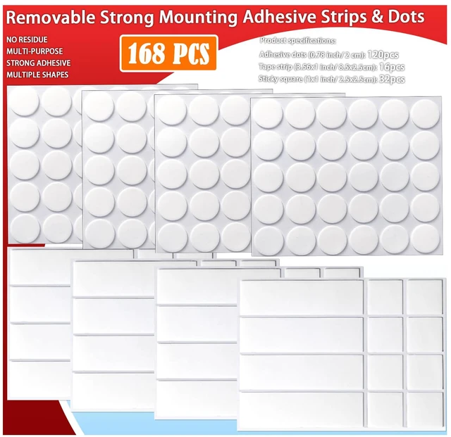Main image of Double Sided Sticky Tape, No Glue Residue Removable Stickers for Walls | Strong Mounting Strips Dots for Balloon, Photo, Art Craft, Party Supplies, Hanging Poster Decorations