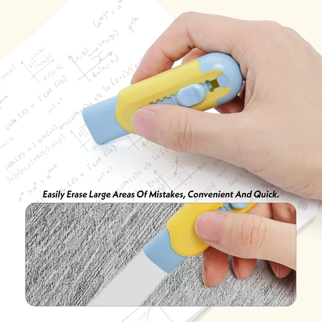 Alt view image 6 of 7 - Retractable Eraser, Pack of 3, Pencil Eraser for Pencils,Assorted Color