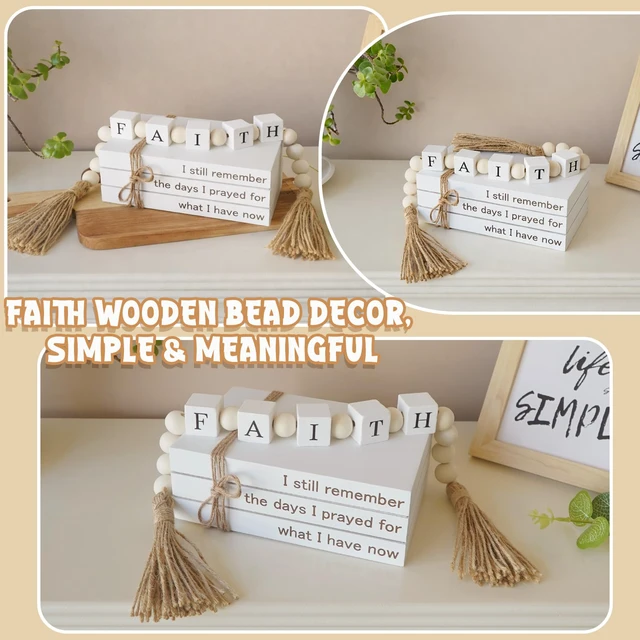 Alt view image 4 of 7 - Farmhouse White Fake Decorative Books Wooden Box for Home Office Decor - Religion Christian Faith Aesthetic for Living Room, Console Table, Bookshelf, Tv Stand, Entryway