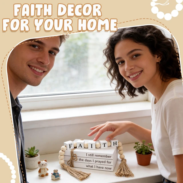 Alt view image 5 of 7 - Farmhouse White Fake Decorative Books Wooden Box for Home Office Decor - Religion Christian Faith Aesthetic for Living Room, Console Table, Bookshelf, Tv Stand, Entryway