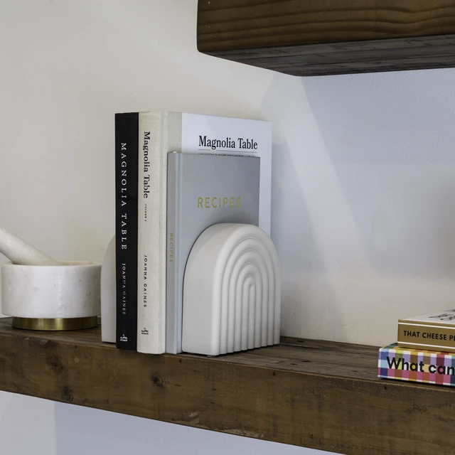 Alt view image 7 of 7 - Decorative Concrete Bookends for Heavy Books - Stylish Set of 2, Anti-Slip | Aesthetic Book Holder and Stopper Ideal for Any Bookshelf - Chic Home, Office or Library Decor