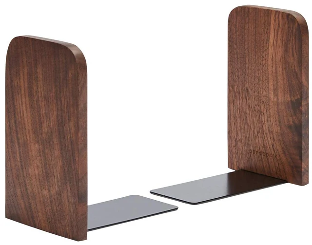 Main image of Wood,Non-Skid Bookend for Shelves,Heavy Duty,Book Stand for CDs,1 Pair