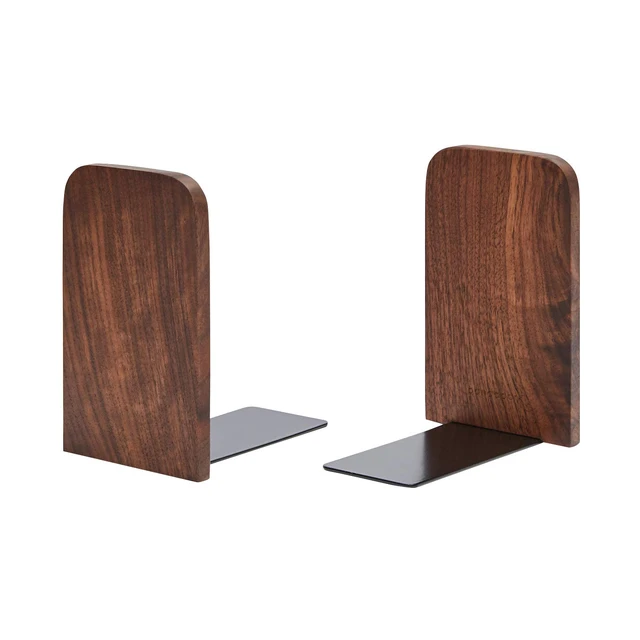 Alt view image 6 of 7 - Wood,Non-Skid Bookend for Shelves,Heavy Duty,Book Stand for CDs,1 Pair