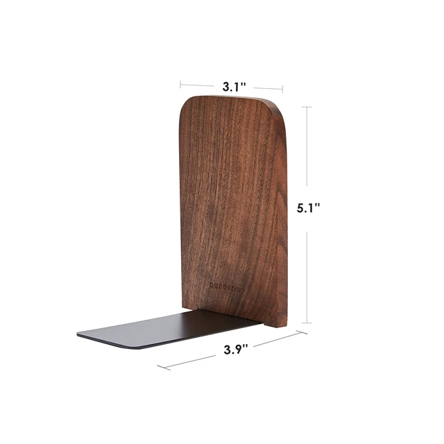 Alt view image 2 of 7 - Wood,Non-Skid Bookend for Shelves,Heavy Duty,Book Stand for CDs,1 Pair