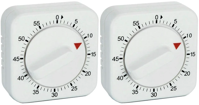 Main image of Square 60 Minute Mechanical Kitchen Timer, Easy to Use Visual Cooking Timer with Strong Magnet and Loud Alarm, Manual Countdown Timer for Classroom, Home, Study and Cooking (2 Pack)