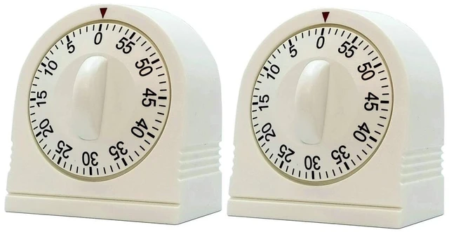 Main image of 60 Minute Wind Up Timer, Visual Mechanical Timer with Loud Alarm, Manual Countdown Timers for Classroom, Home, Study and Cooking (2 Pack)