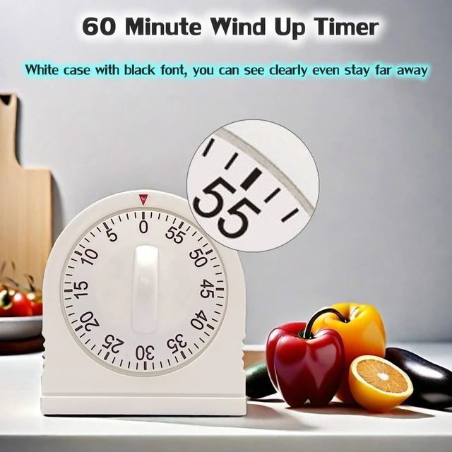 Alt view image 2 of 7 - 60 Minute Wind Up Timer, Visual Mechanical Timer with Loud Alarm, Manual Countdown Timers for Classroom, Home, Study and Cooking (2 Pack)