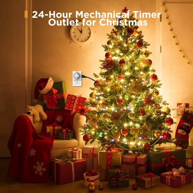 Alt view image 5 of 7 - Timers for Electrical Outlets, 24 Hour Indoor Plug-in Mechanical Timer Mini, 30 Minute Intervals, 3-Prong, Daily On/Off Cycle, for Lights, Lamps (2-Pack,ETL Listed) White