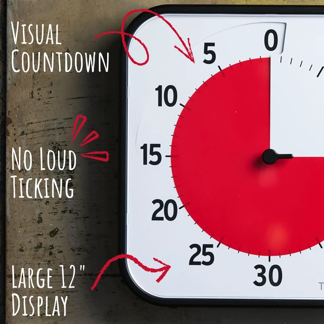 Alt view image 2 of 7 - 12 inch Visual Timer 60 Minute Kids Desk Countdown Clock with Dry Erase Activity Card, Also Magnetic for Classroom, Homeschooling Study Tool, Task Reminder, Home and Kitchen Timer