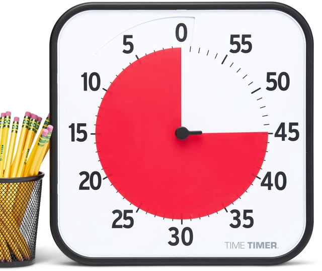Main image of 12 inch Visual Timer 60 Minute Kids Desk Countdown Clock with Dry Erase Activity Card, Also Magnetic for Classroom, Homeschooling Study Tool, Task Reminder, Home and Kitchen Timer