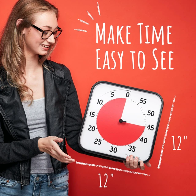 Alt view image 3 of 7 - 12 inch Visual Timer 60 Minute Kids Desk Countdown Clock with Dry Erase Activity Card, Also Magnetic for Classroom, Homeschooling Study Tool, Task Reminder, Home and Kitchen Timer