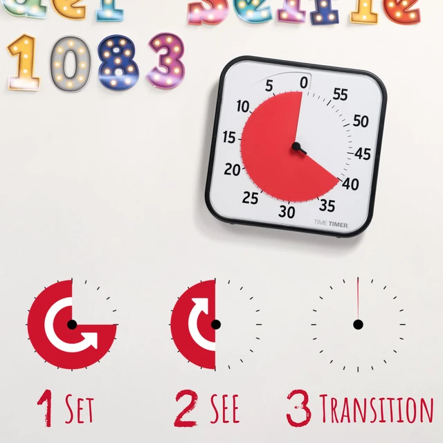 Alt view image 4 of 7 - 12 inch Visual Timer 60 Minute Kids Desk Countdown Clock with Dry Erase Activity Card, Also Magnetic for Classroom, Homeschooling Study Tool, Task Reminder, Home and Kitchen Timer